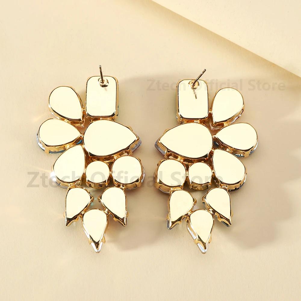 Elegant Luxury Colorful Crystal Glass Wing Shape Stud Earrings For Women Korean Fashion Exquisite Geometric Jewelry Accessories