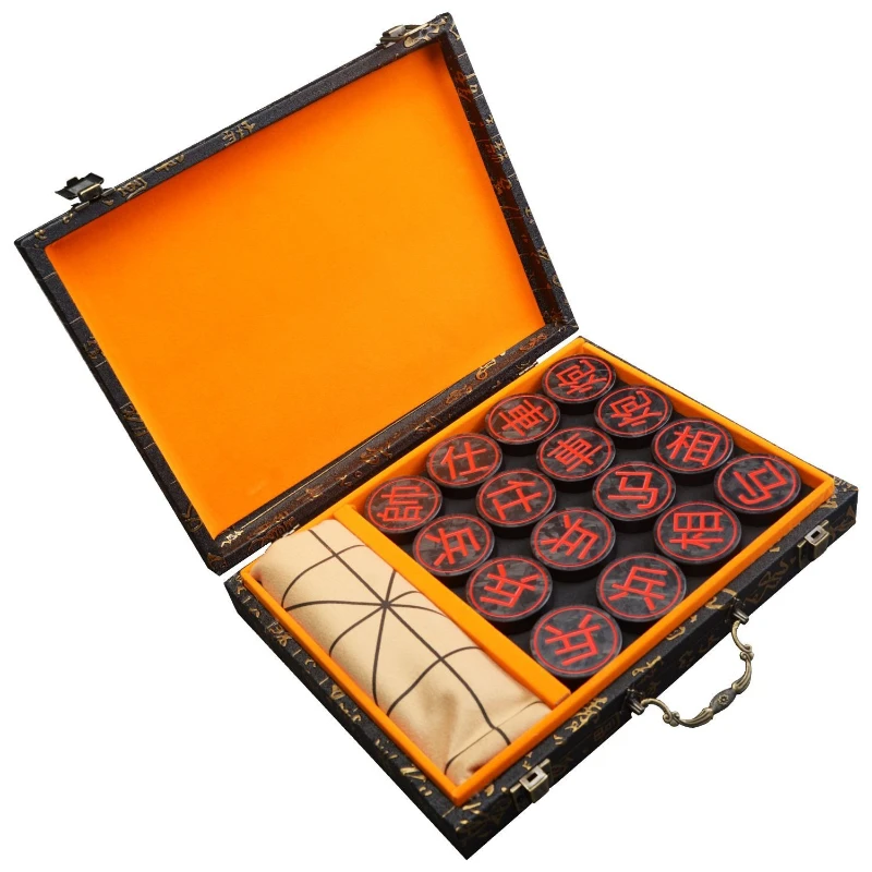 Carbon fiber chess Chinese chess with chessboard adult large chess pieces gift