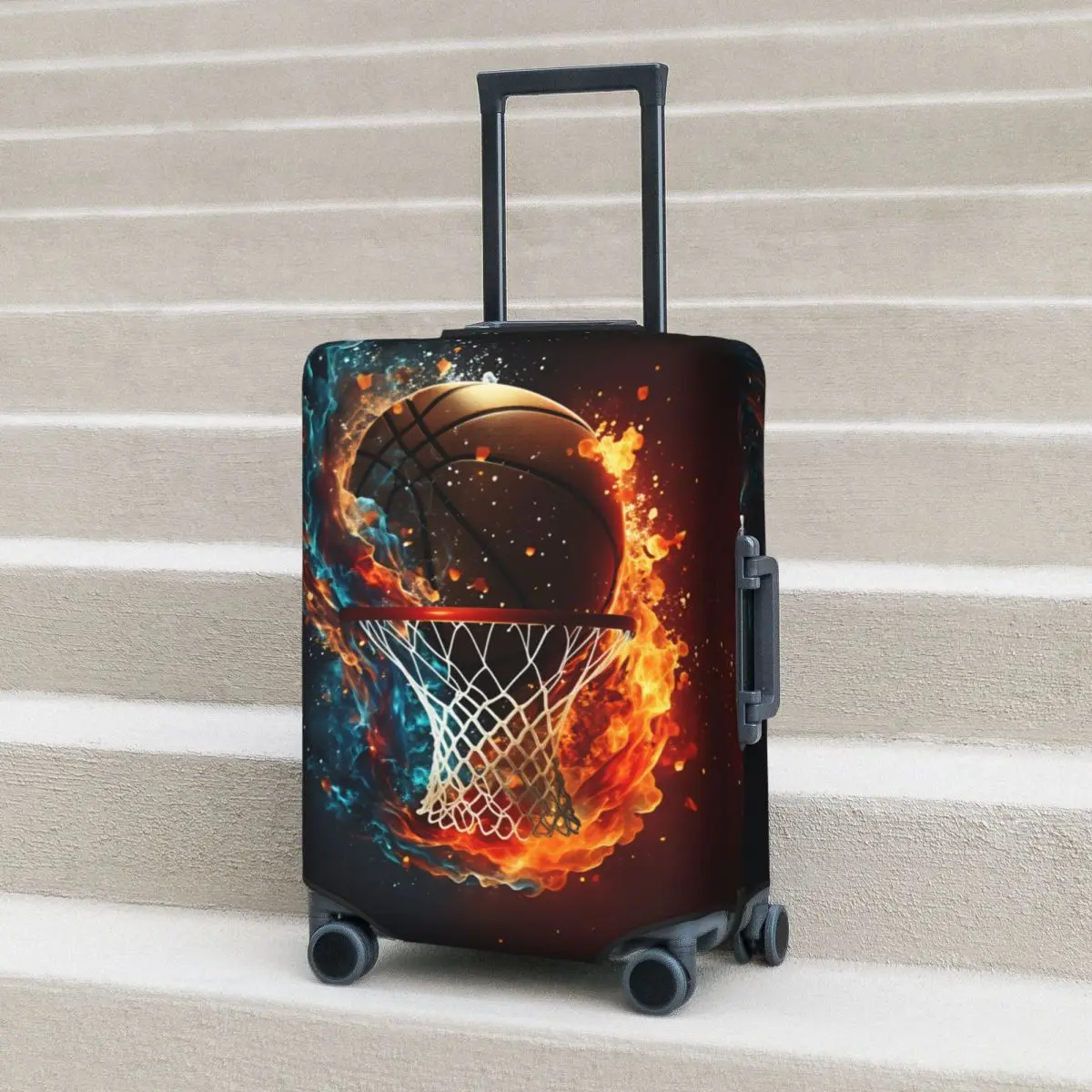 

Чехол для чемодана Fire & Water Basketball Dunk, эластичный, для авиаперелетов, круизов и путешествий, защитный аксессуар для багажа
