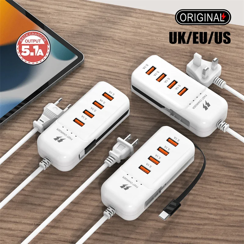 EU US Plug Outlet Power Strip ,Type C USB Hub Charge Electrical Socket ,Desktop Charging Station ,4 IN 1 Surge Protector