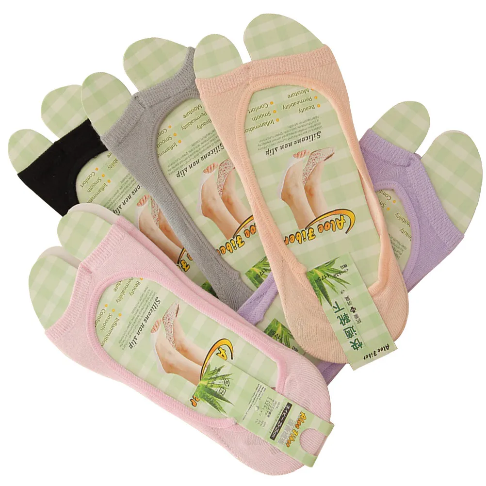 

6 пар невидимых носков-невидимок с открытым носком, из волокна алоэ, дышащие, впитывающие пот, противоскользящие