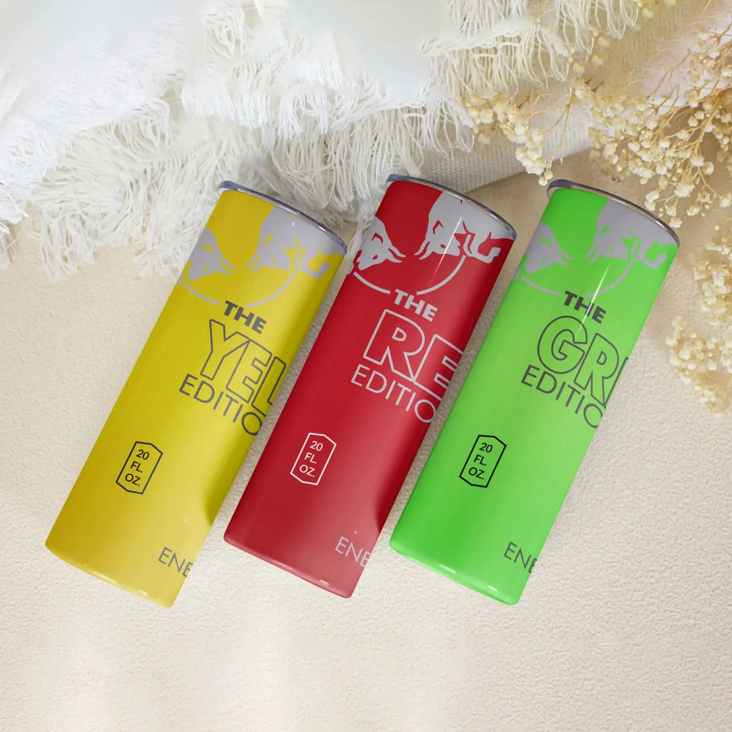 Vasos aislados para bebidas energéticas de bayas de coco, doble pared, de acero inoxidable, para mantener la botella de agua fría/caliente con pajitas, reutilizables de 20Oz