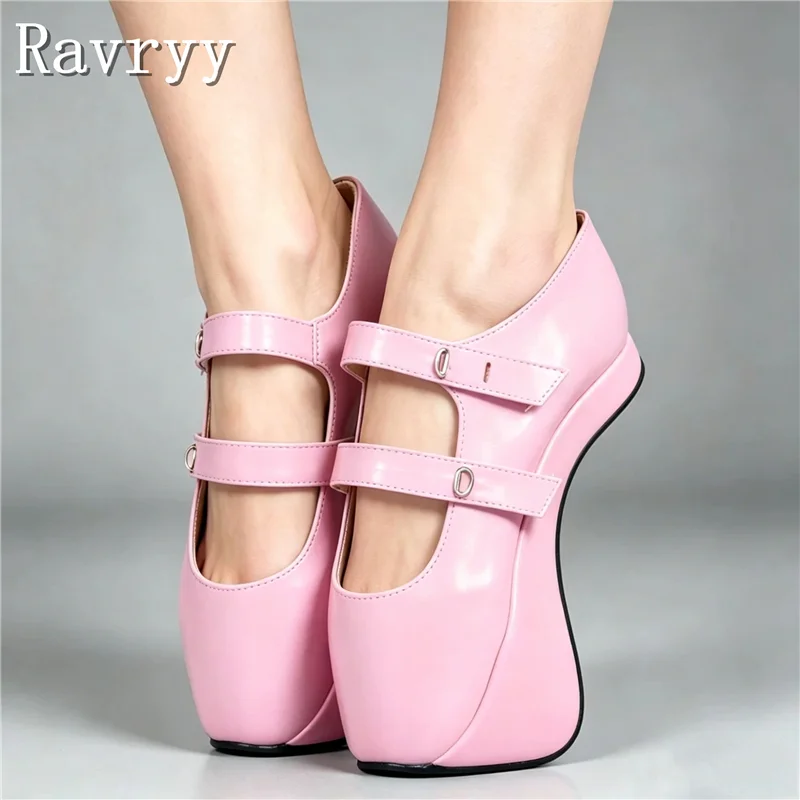 Women New Heelless Design Sexy Ballet Pumps 18CM Hoof Heel Platform Buckle Strap Mary Janes Shoes for Party Cosplay Costume - view 3