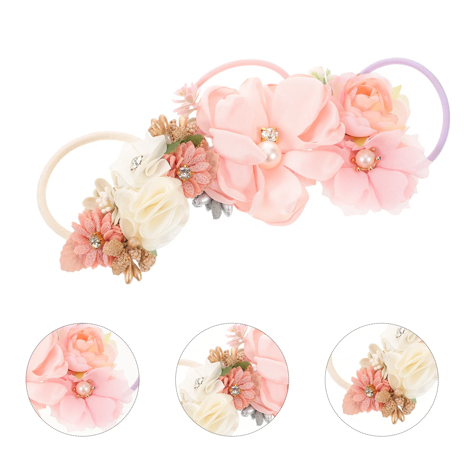 

6Pcs Toddler Girls Hair Ties Floral Bows Elastic Bands Pigtails Rubber Bands Kids Hair Accessories Flower Bows for Girls