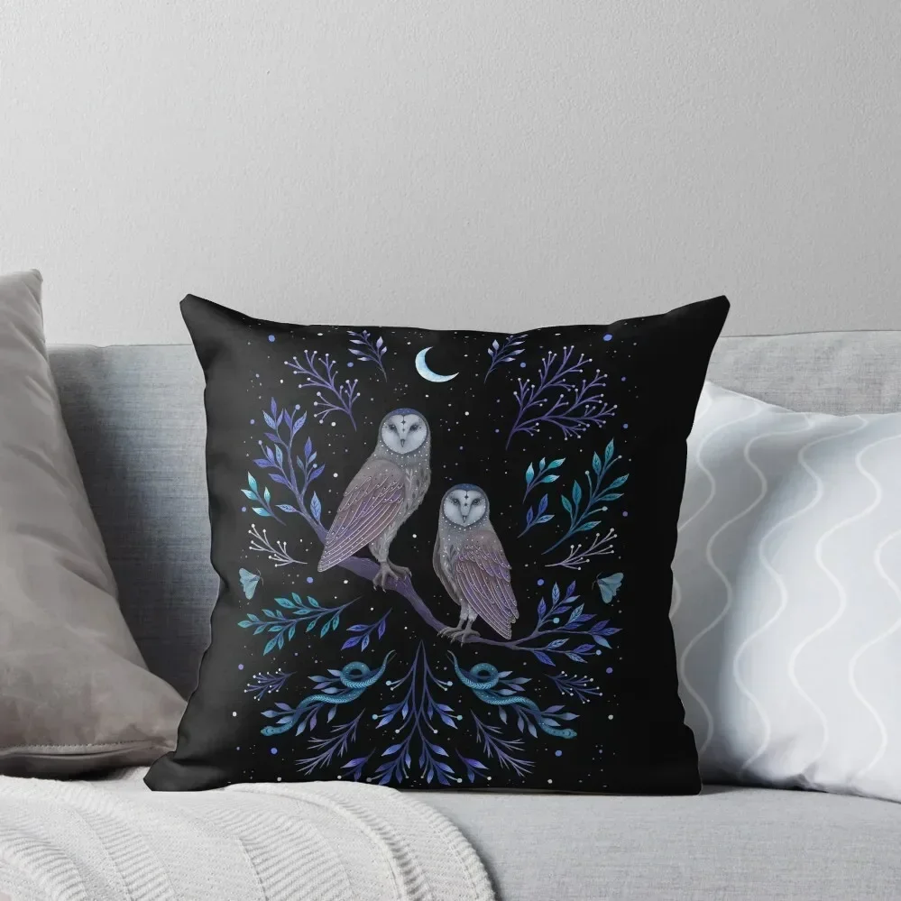 

Owls in the Moonlight Throw Pillow Embroidered Cushion Cover Cushions For Sofa Christmas Pillow Cases pillow