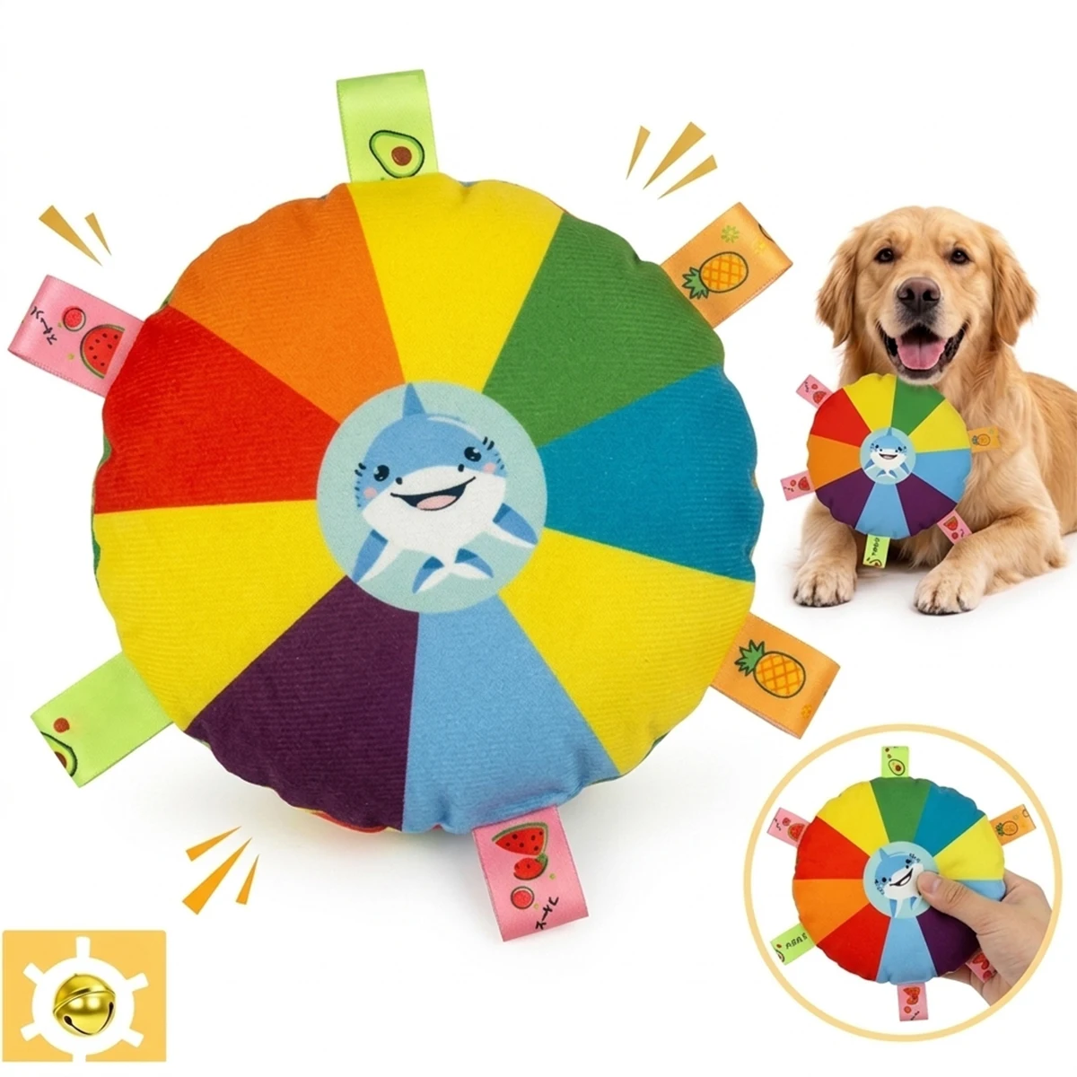  Brinquedo de Pelúcia Sonoro para Cães, Brinquedo Voador de Desenho Animado, Brinquedo para Roer para Cães Pequenos, Resistente ao Desgaste, Produto para Filhotes e Animais de Estimação