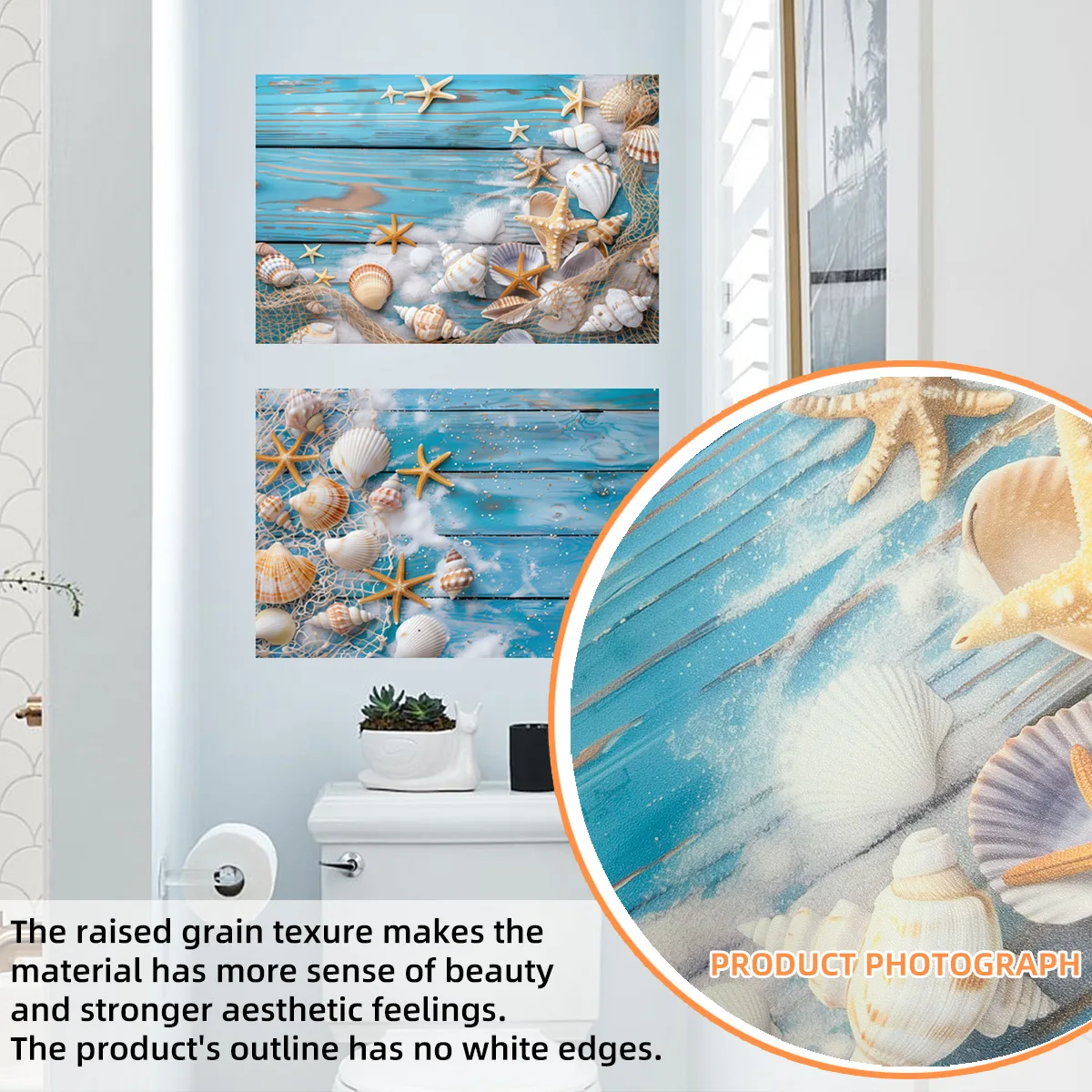 

Triptych Bathroom Decorative Wall Sticker Living Room Bedroom Home Background Wall Sticker