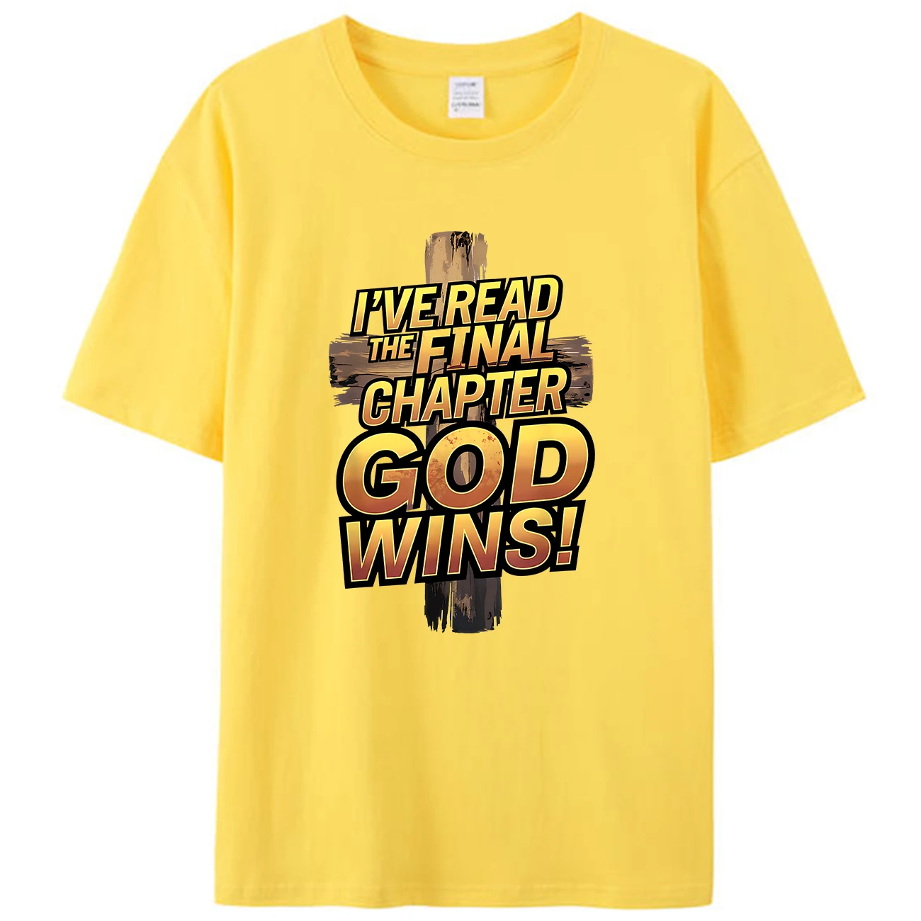 I've Read the Final Chapter God Wins Christian Faith Cross Men's T-Shirt Distressed Quote Clothing Women Tee Shirts Tops Novelty