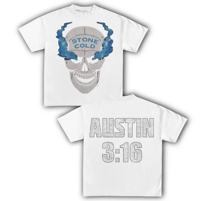 حجر الباردة أوستن 316 المصارعة القطن تي شيرت المرأة للجنسين المشجعين أساسيات قصيرة الأكمام الرجعية القمم الصيف خمر طباعة تيز #4