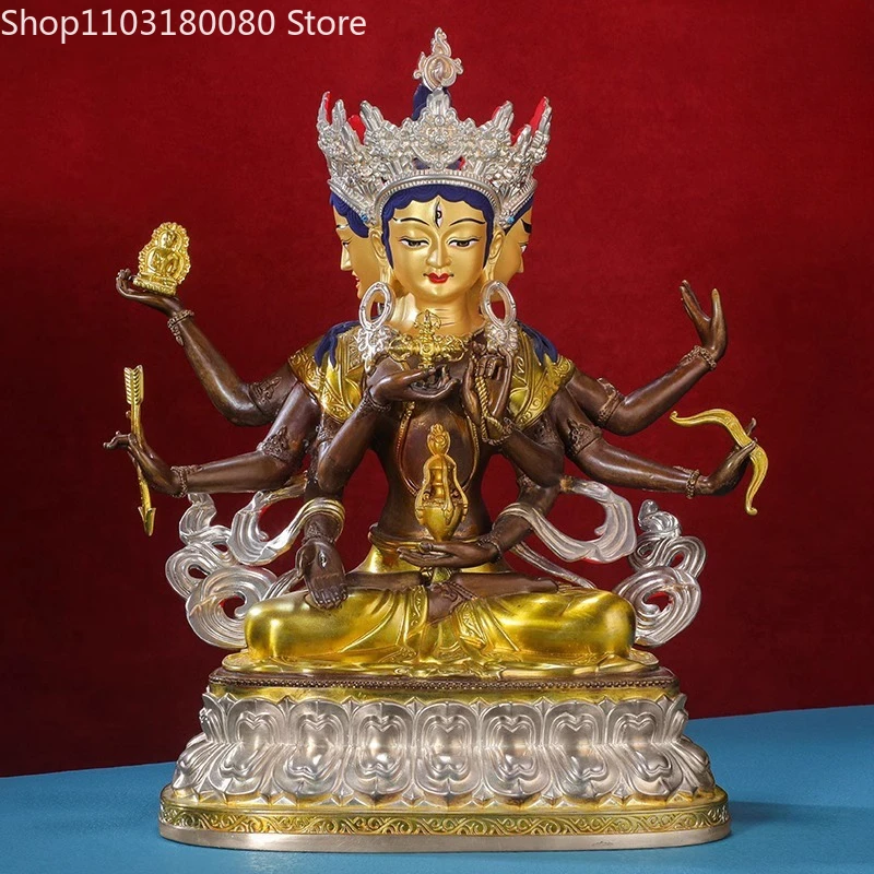 30cm Copper brass gilt silvering usnisa vijaya buddha statue Tibet buddhism Tantra Ushnisha Vijaya Namgyalma sculpture Large