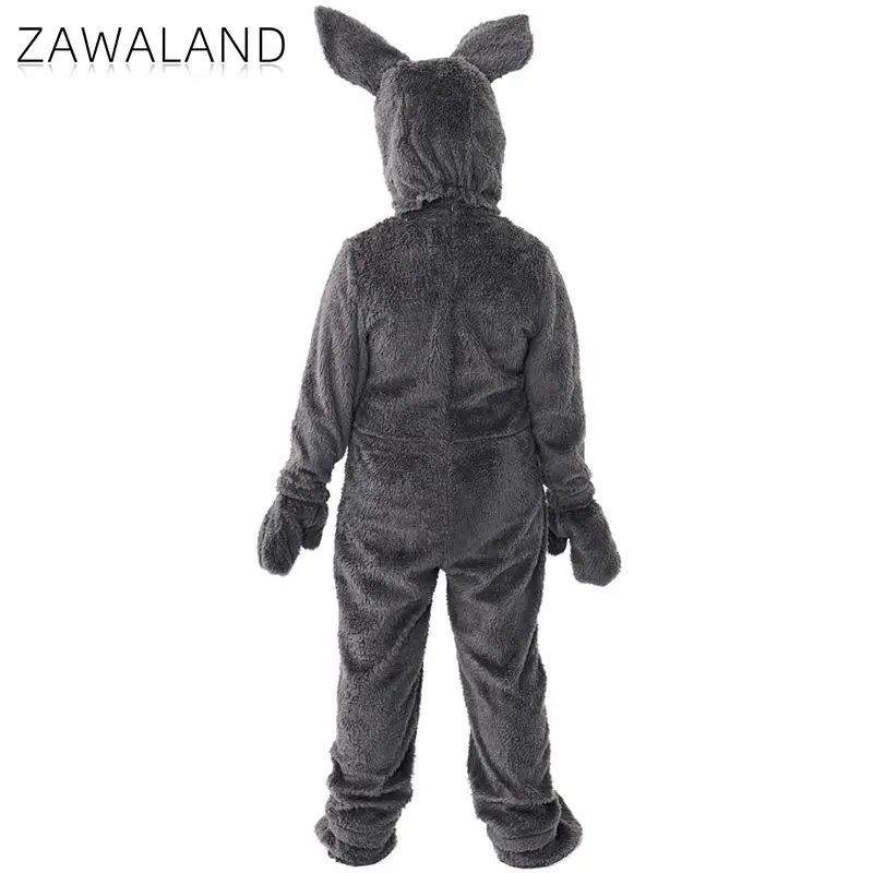 Zawaladn-Costume de lapin gris pour garçons et filles, combinaison cosplay animal mignon, équipement de sauna, gants, couvre-chaussures, carnaval, vacances, trempé