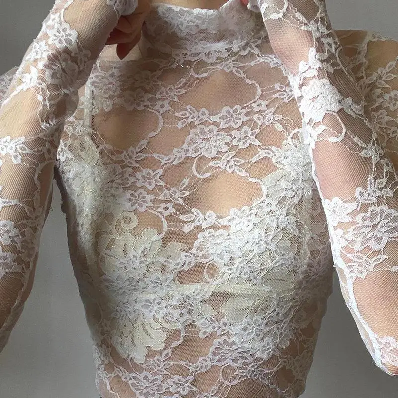 

Women's Lace irt Thin Sexy Long Top tough Summer Faionable Transparent Clothing Spring Autumn Seasonal Wear