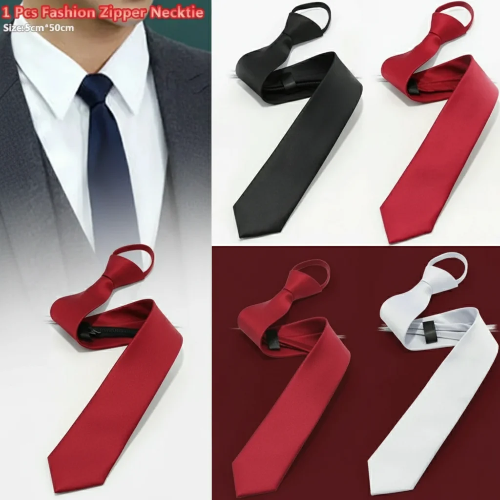 Modische Clip-on-Krawatte, Unisex-Krawatte mit Reißverschluss für Männer und Frauen, langlebiges Accessoire, 1 Stück