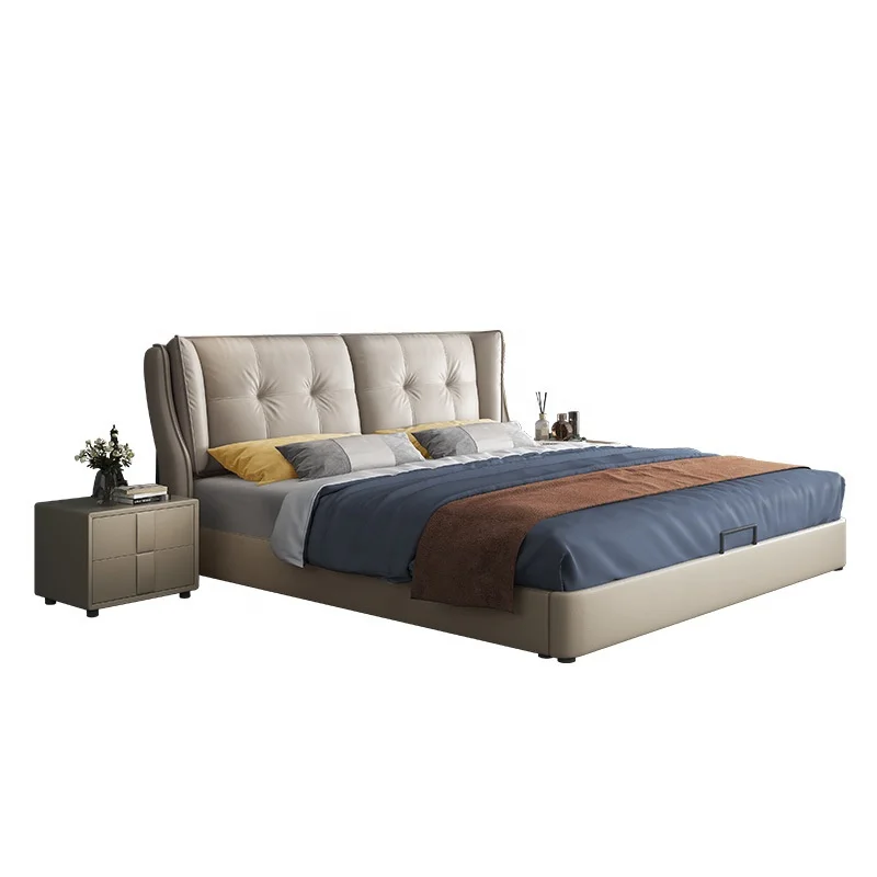 

Latest Sleeping Furniture Double Bed Back Designs Wooden Double Storage Modern Adjustable Up-holstered Beds with Drawers
