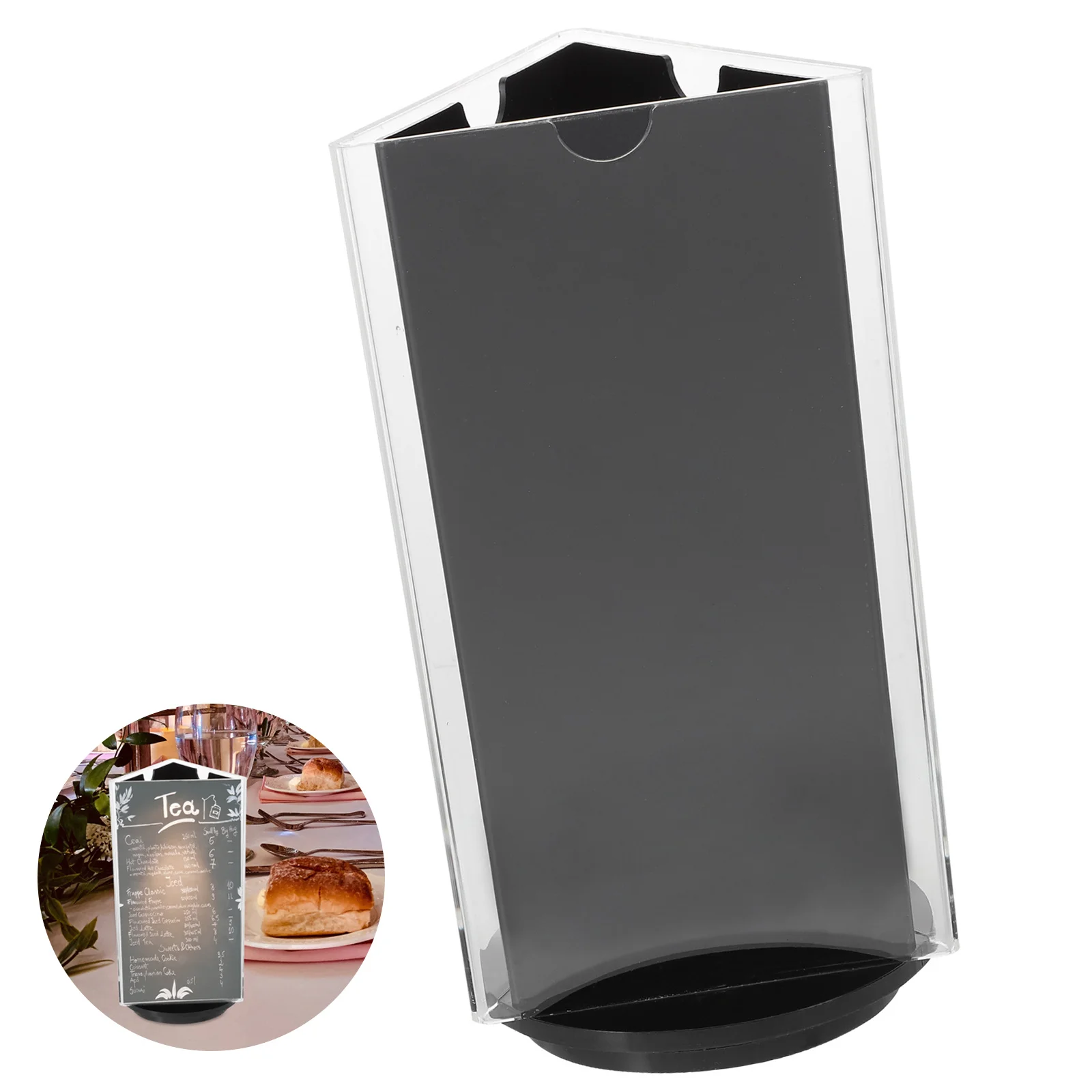 

360 Degree Rotatable Acrylic Sign Holder Tabletop Menu Display Stand Photo Note Holder for Restaurant Wedding Reception