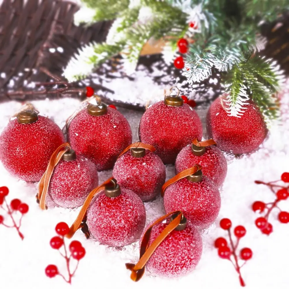 

6pcs DIY Supplies Plastic Christmas Ball 6/8cm Shatterproof Frost Ball Waterproof Christmas Tree Pendant Gift