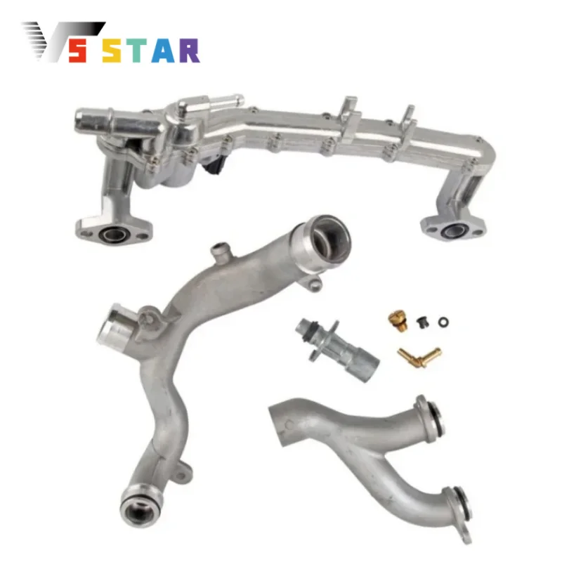 

LR011038 LR090630 LR028136 Upgraded Metal Coolant Water Pipe System Kit Sliver For 2014-2020 Land Rover Range Rover L405 5.0L V8