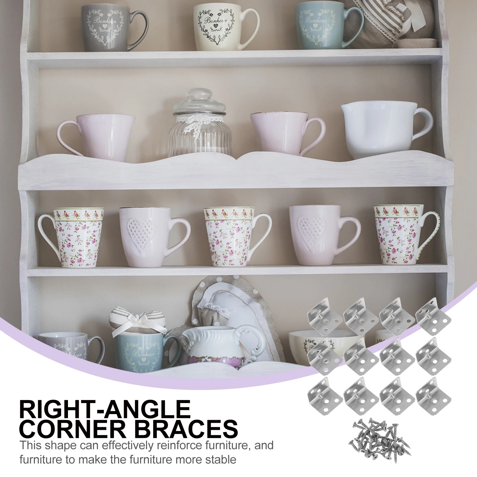 

12 Pcs Right Angle Hardware Metal Brackets Furniture Corner Z-shape Workbench Shelf Cabinet Fixing