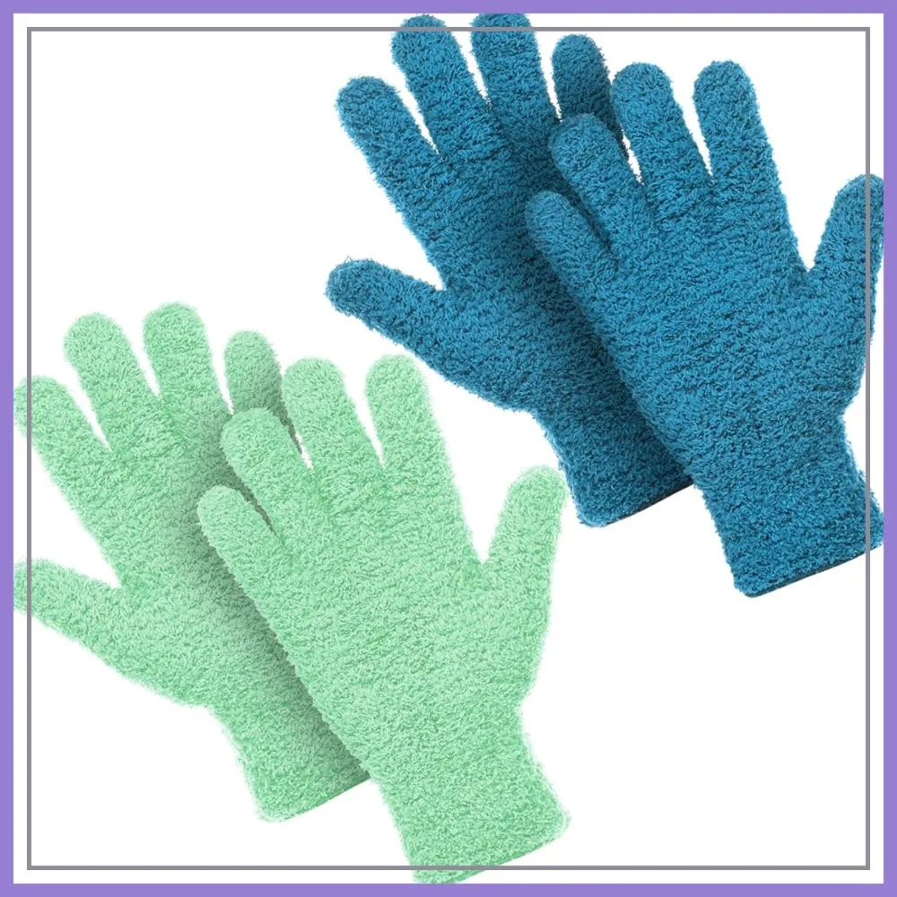 

2 Pairs Microfiber Cleaning Gloves for Dusting, Gardening, Car Detailing, Large
