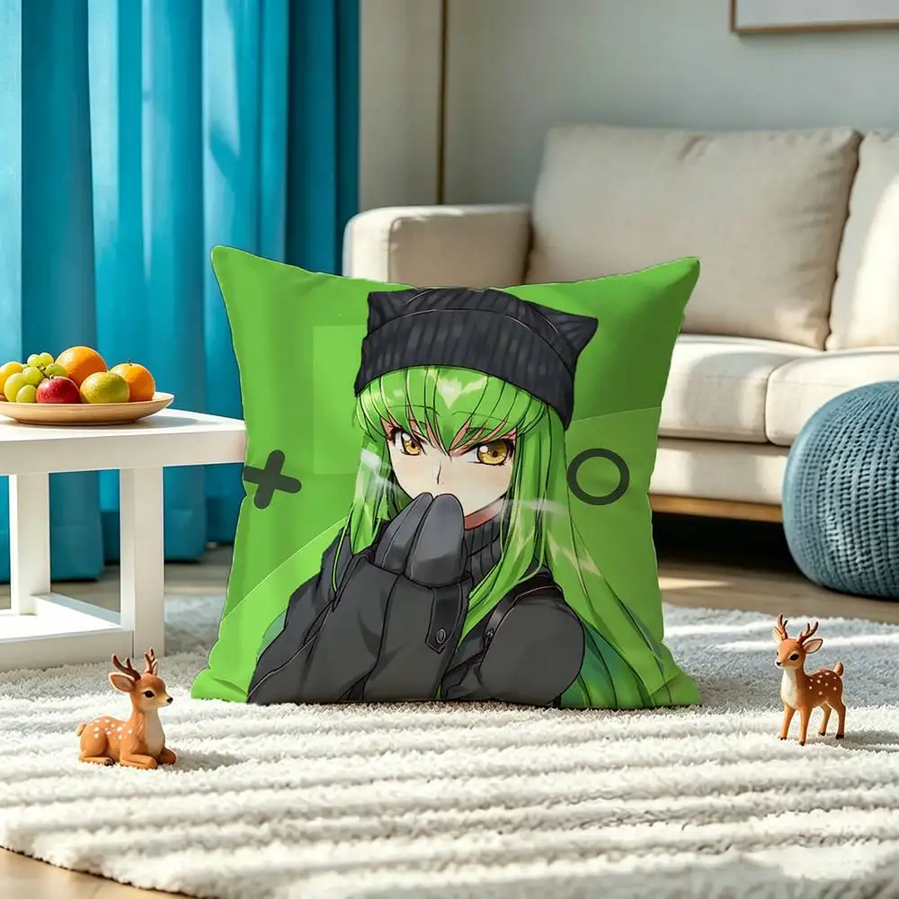 C-Code Geass C.C Square Double-Sided printed Pillow Case Bedroom Bedside Pillow Sofa Cushion Cover