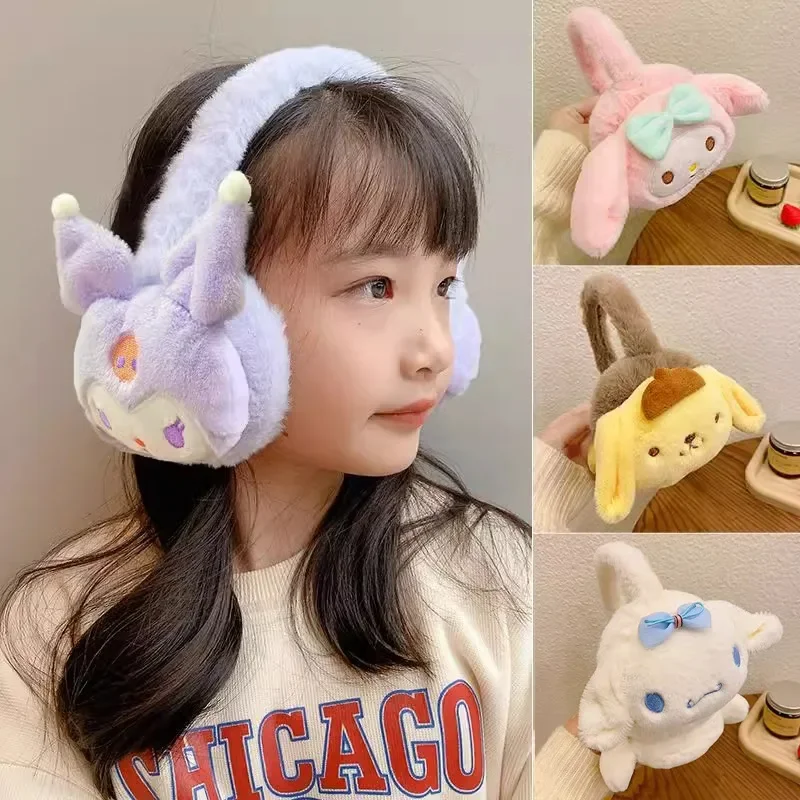 Sanrio Kuromi Earmuff Soft Plush Warmer Earshield Cinnamoroll Melody Cute Earflap Winter Outdoor Cold Protection Ear Cover Gift