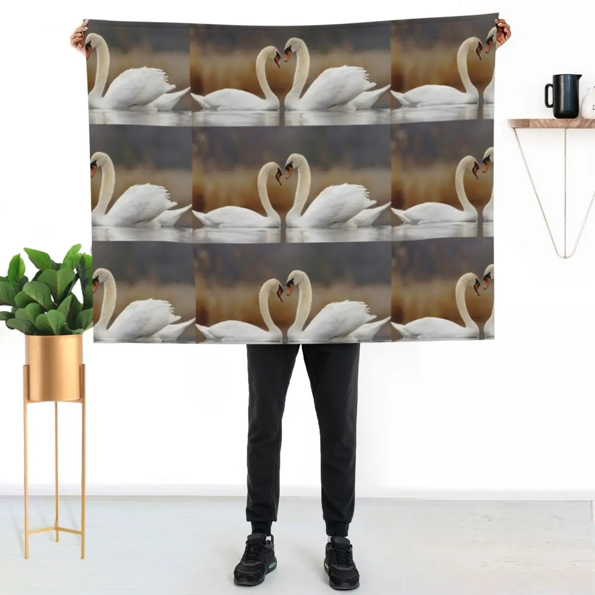 Beautiful Swan love designs gifts Throw Blanket Soft Plush Plaid Quilt Flannel Fabric Furry For Baby warm for winter Blankets