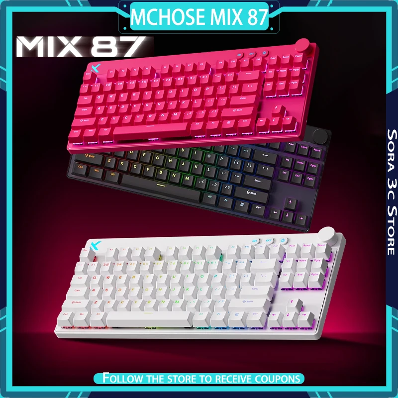 

MCHOSE Mix 87, супер конкурентоспособная версия, клавиатура с магнитной осью, 8 К, многофункциональная ручка с низкой задержкой, игровая клавиатура для киберспорта