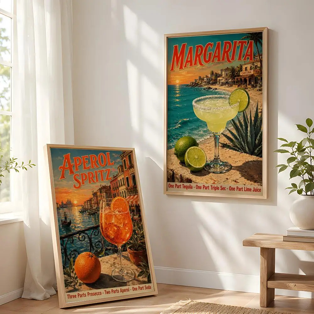 Old Fashioned Drink Painting Calligraphy Canvas Painting Art for Bedroom Living Room Home Decor Wall Decoration Decals Gift