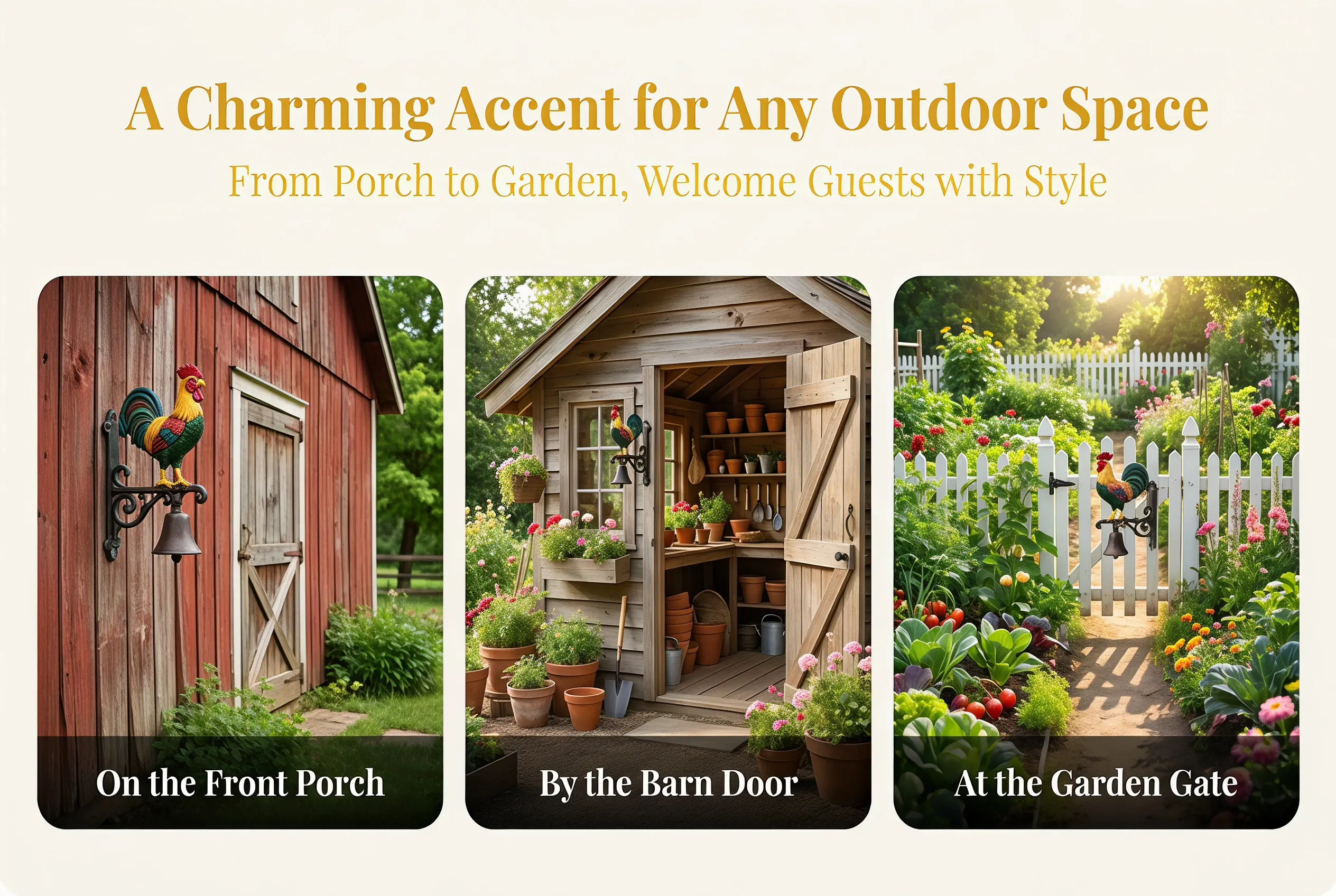 Rustic Iron Door Wall Mounted Vintage Hand Cranking Bell Decorative Garden Front Porch Welcome Bell Strong Clear Sound
