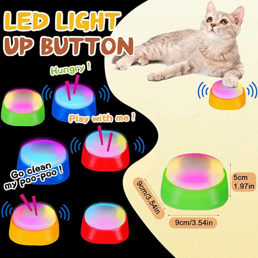 Pet Sound Box Record Playback Communicating Entertain Interactions Colorful Light Dog Speech Training Button For Home Talking