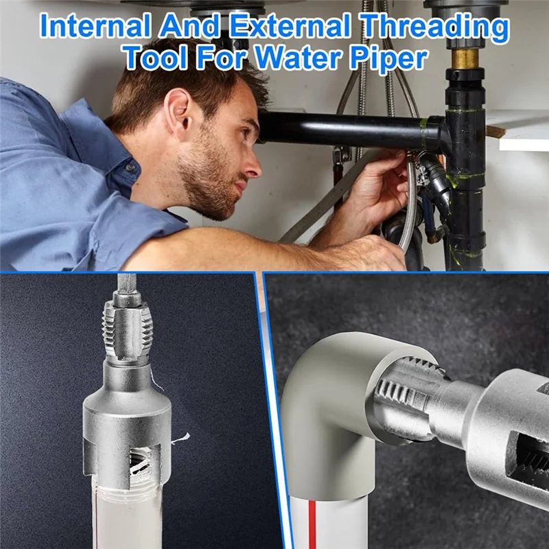 【Limited Time Offer】For Plastic PPR Pipe Tap Die Set(1/2"+ 3/4"), Internal External Integrated Pipe Threading Thread Cutting Too