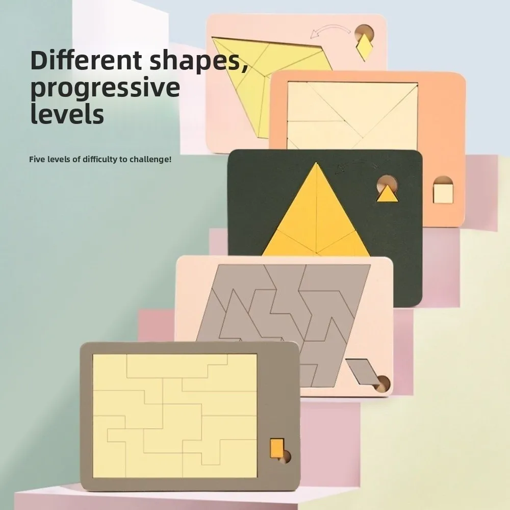Irregular Shape Triangle Puzzle Three-Dimensional Logic Training Wooden Block Puzzle Montessori Colorful Building Blocks
