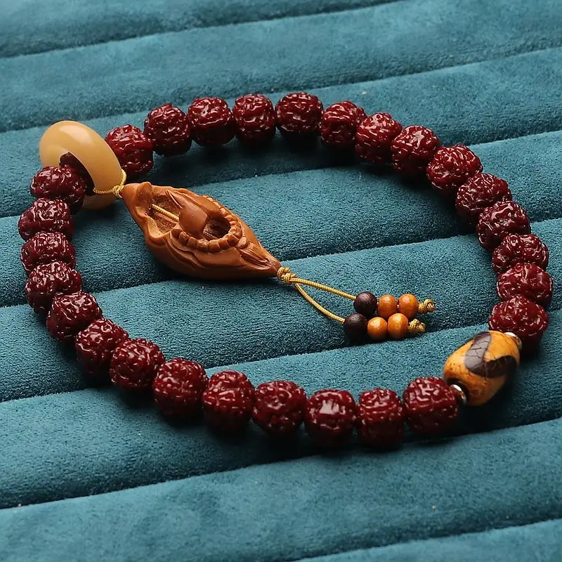 

Coated Pulp Jadified Small Jingang Bodhi Bracelet Hollow out Buddha Flying Saucer Five Faces Stump Corpulent Buddha Beads Crafts