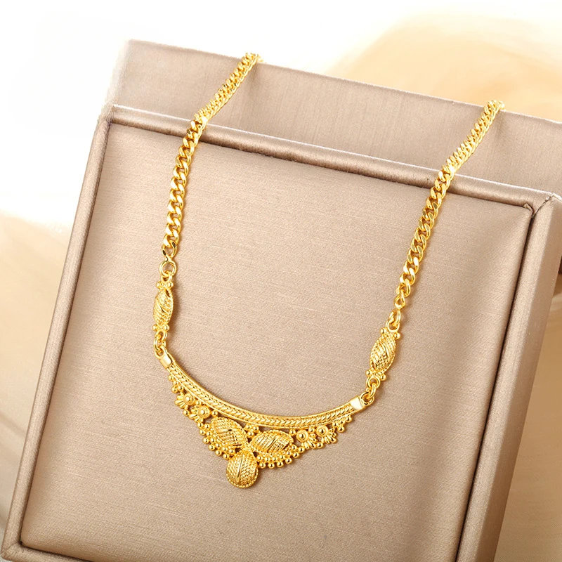 Luxurious 24K Gold Bridal Necklace For Women, Fashionable, Retro, High-End, Elegant, And Team Oriented Gift
