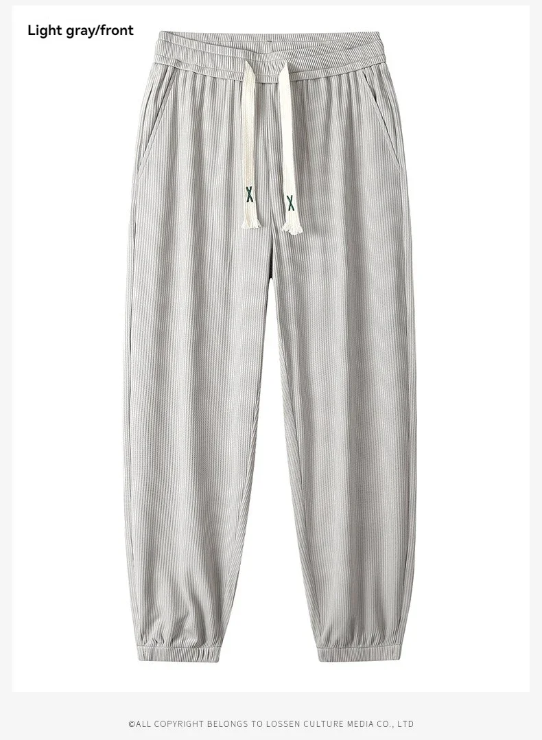 กางเกงลำลองของผู้ชายผ้าไอซ์ซิลค์แห้งเร็วใหม่ฤดูร้อนกางเกงกีฬากลางแจ้งอเนกประสงค์ทรงหลวมใส่สบายทันสมัย