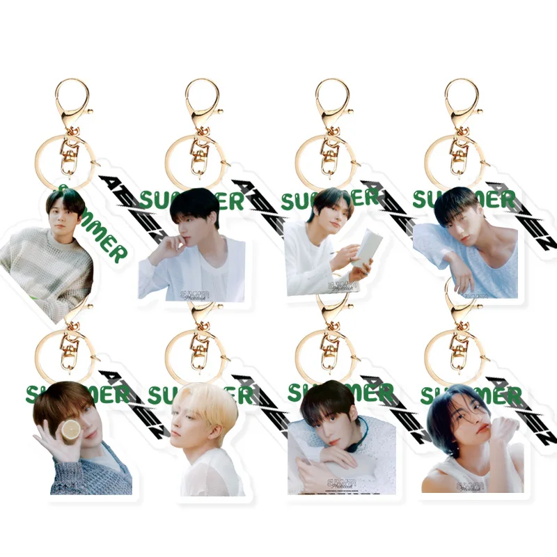 KPOP ANITEEZ SUMMER Merch Keychain for Women Men Kawaii ATINY Fashion Acrylic Key Ring Holder Gifts Car Bag Charm Accessories