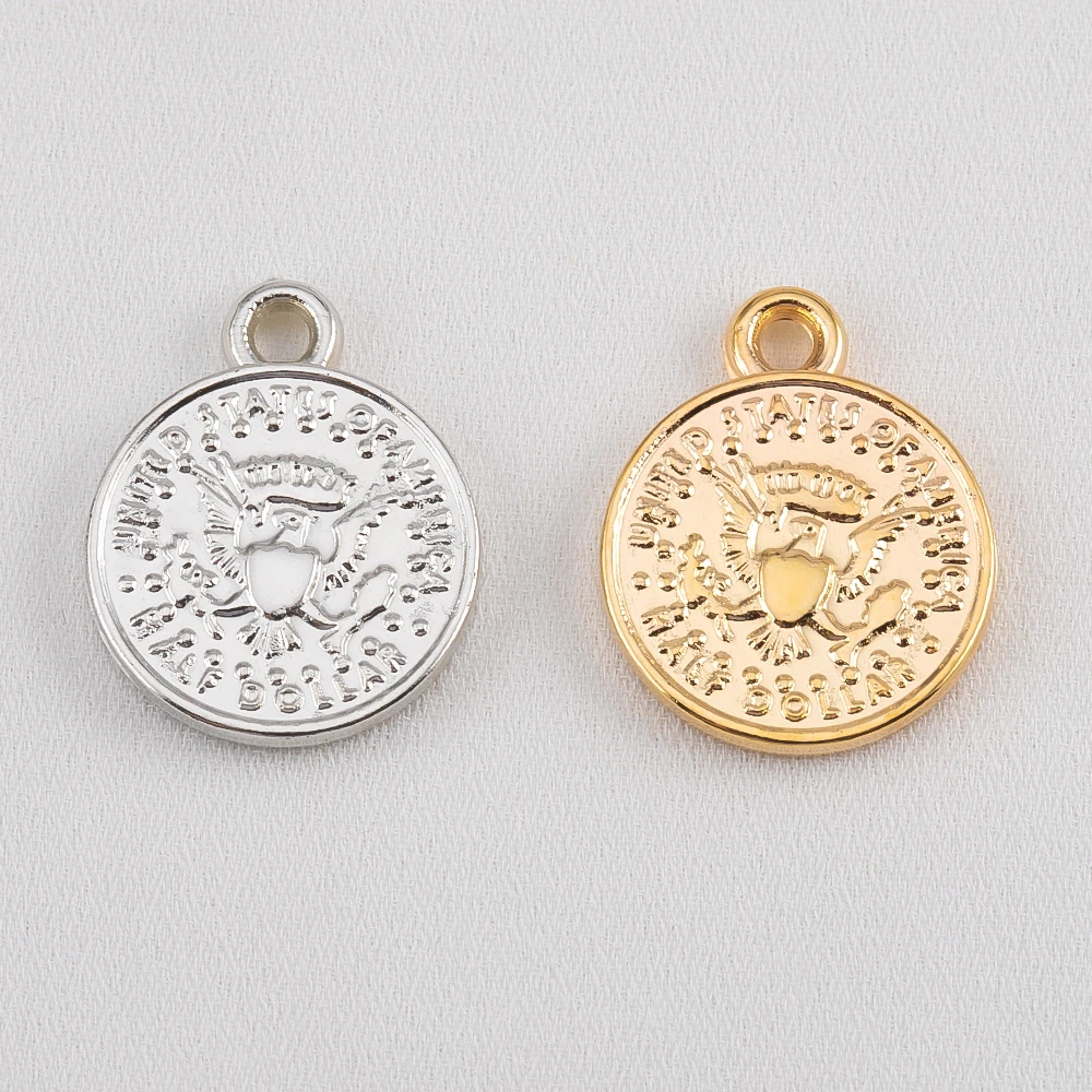 

50pcs Metallic Sailboat And Bird Motif CCB Coin Plastic Pendant Vintage Style DIY Charm For Necklace Bracelet Jewelry Findings