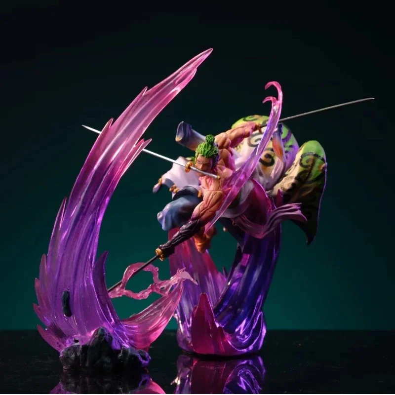 Figur One Piece 24cm Roronoa Zoro, Figur Anime Gk Bercahaya, Patung Pvc, Model Keren untuk Dekorasi Kamar, Mainan Hadiah Anak