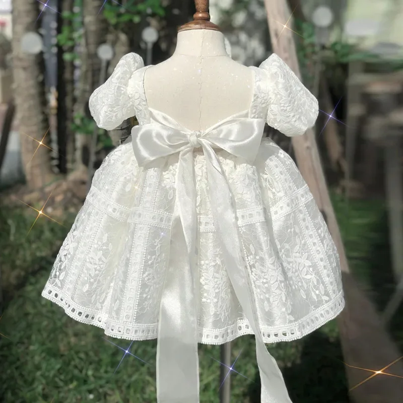 

Baby Girls Dress New Summer Lolita One-Year-Old Birthday Party Ball Gown Children's White Puff Sleeve Princess Dress y579