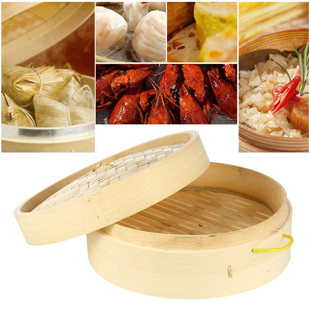 

Bamboo Steamer Basket Premium Material Food Steamer Kitchen Cooking Tool for Fish Shellfish Lobster Beef Pork Poultry