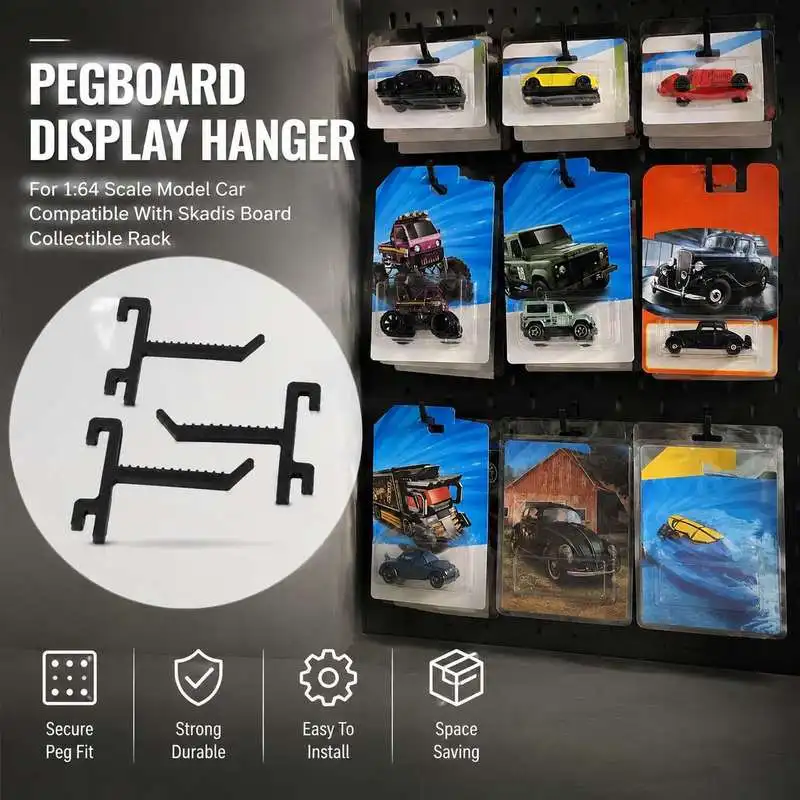 Pegboard Display Hanger For 1:64 Scale Model Car Compatible With Skadis Board Collectible Rack