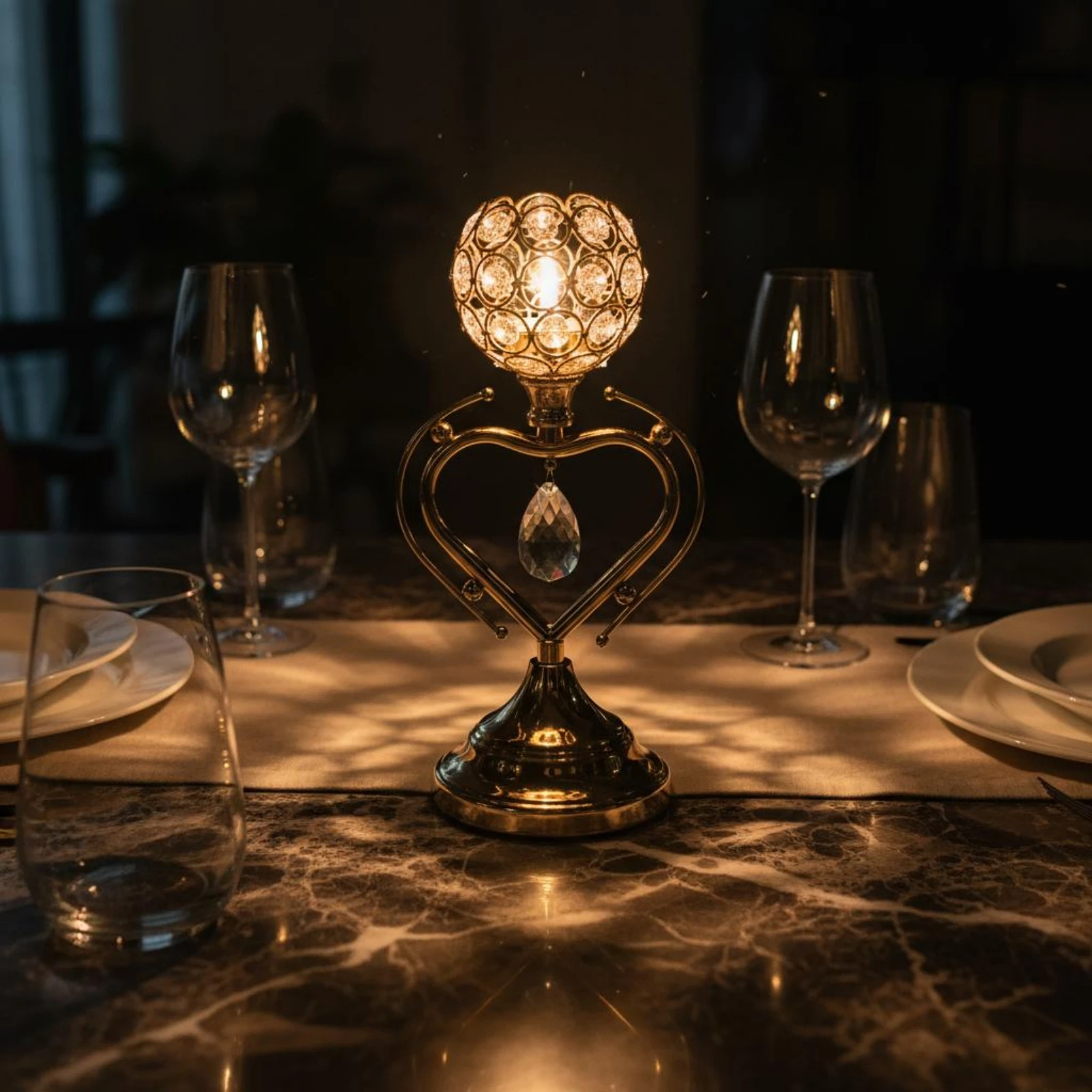 Gold Heart Candle Holder Romantic Design Heart Candle Holder Party Decor Sparkling Finish Stable Base for Hotel view 6