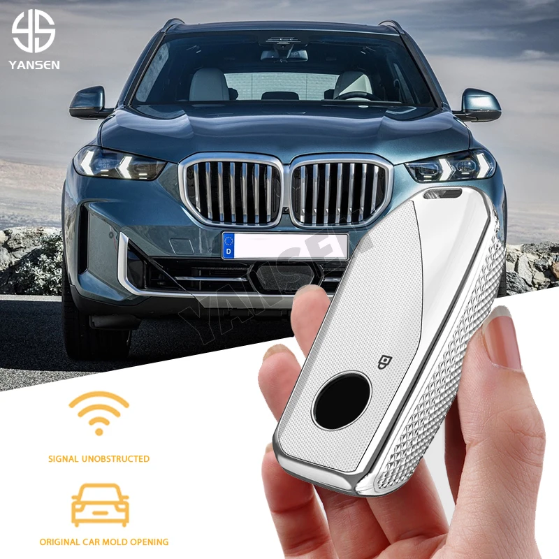 For BMW ABS Holder Key Cover Case Shell Fob For Series 7 735i 740Li X7 X1 U11 2023 I7 G07 LCI XM 2023 Car Accsesories Keychain