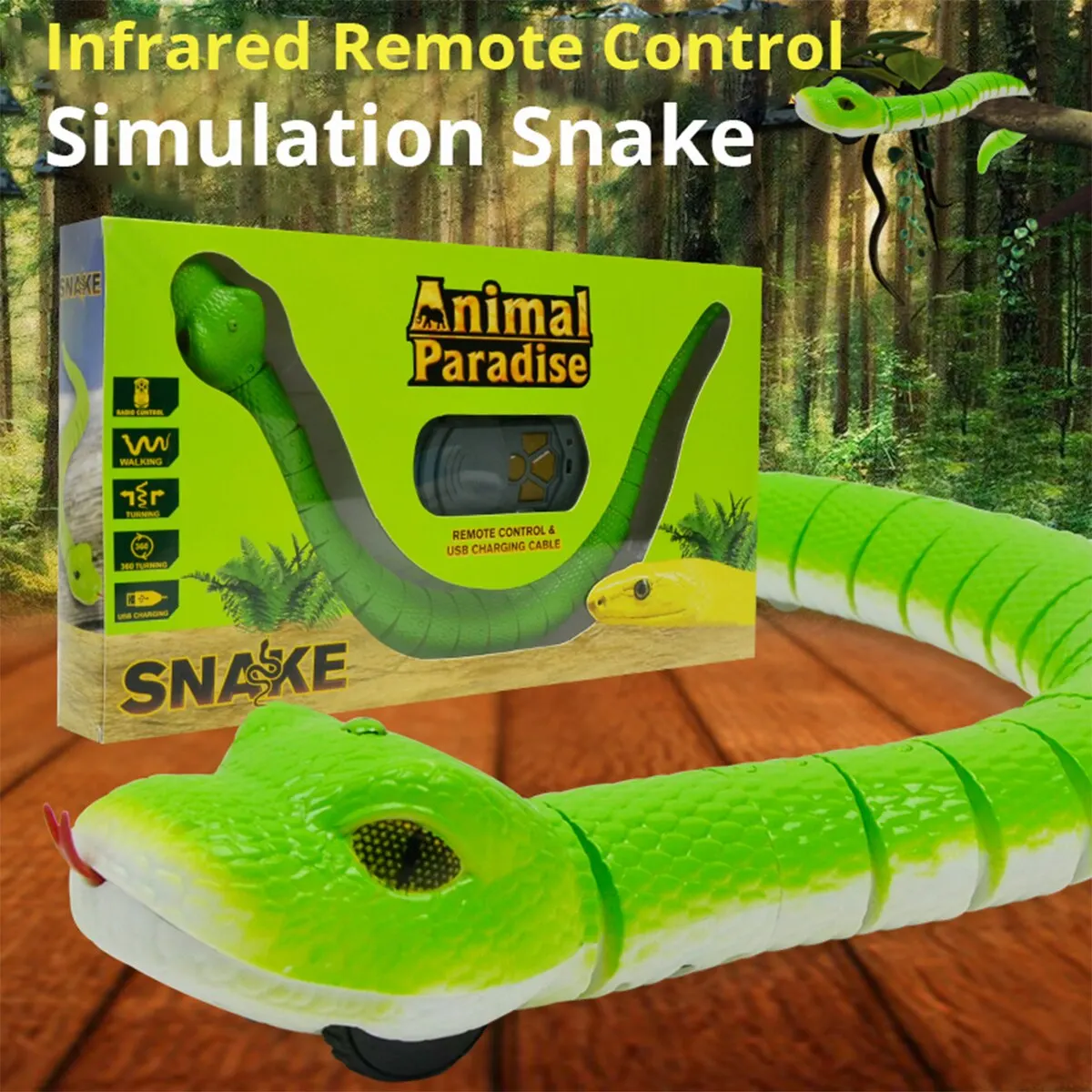 1Pc Children Electric Charging Simulation Remote Control Snake Animal Toy Random Color Boy Toy