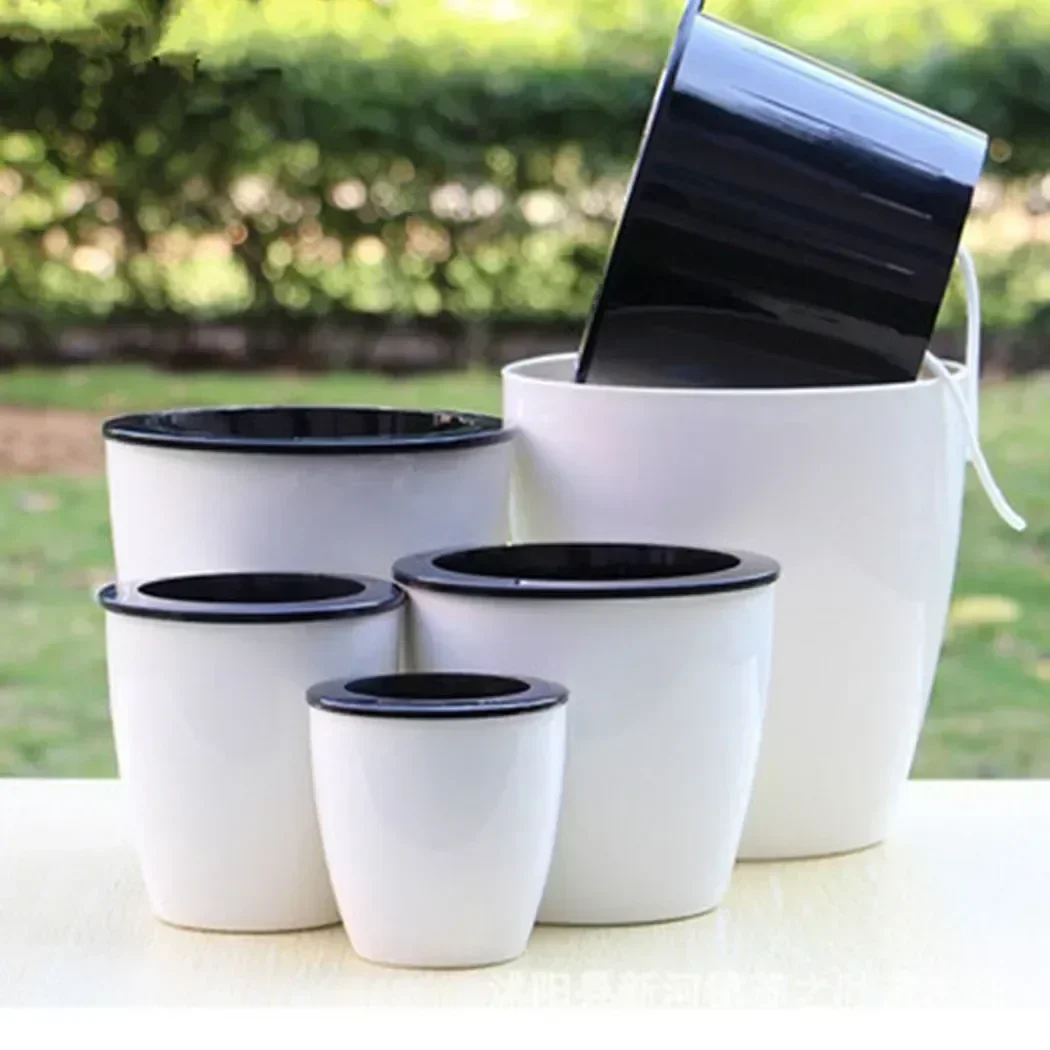 Maceta perezosa con absorción de agua automática, macetero de plástico transparente con autorriego, macetero para plantas y vivero