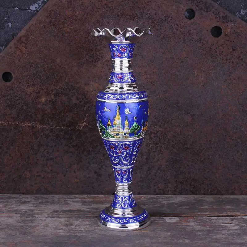 european-style-metal-drop-resistant-flower-device-decorative-desktop-vase-painted-handicraft-ornament-creative-castle-prop-ornnt