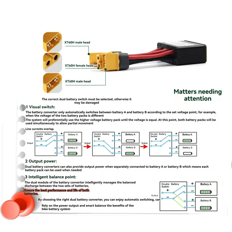 

Electric Bicycle Dual Battery Balanced Discharge Module 40A 10V-100V Ebike Accessories