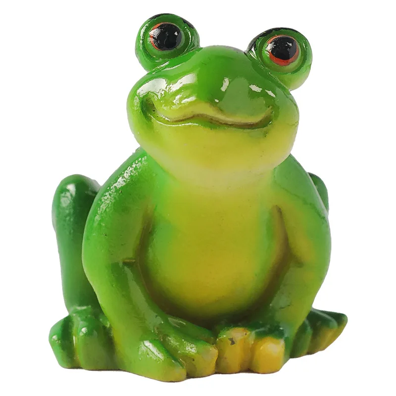 Kawaii Cartoon Frogs Artificial Resin Green Frog Figurines DIY Micro-landscape Accessories Garden Flowerpot Decorations