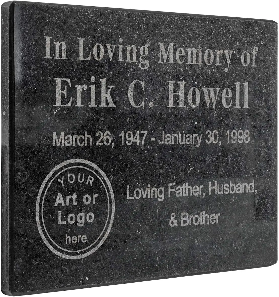 

Гранитный камень с индивидуальной гравировкой - добавьте текст и изображение для мемориала, садовой таблички или подарка (8x6x0.4 дюйма)