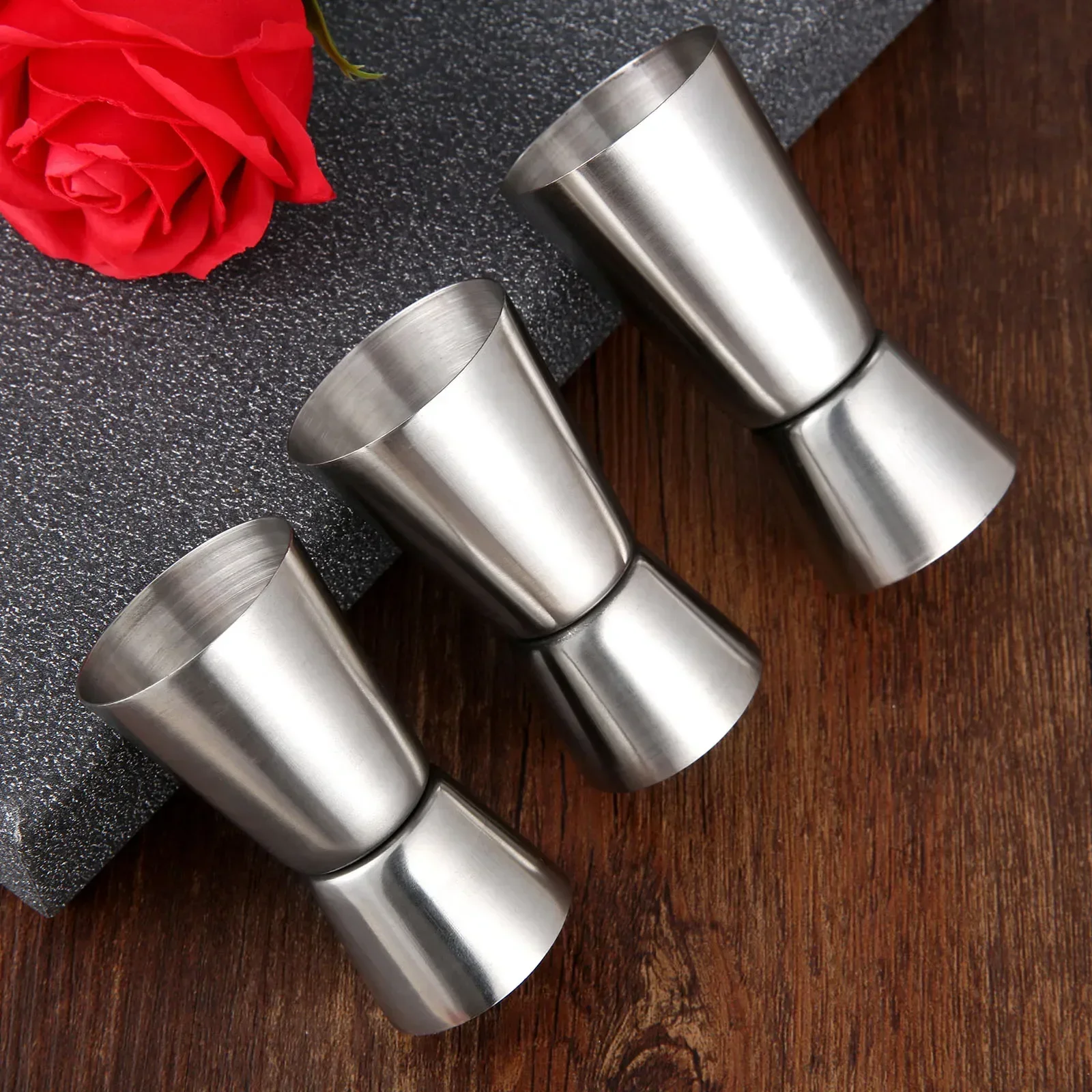 2/3pcs Stainless Steel Jigger Shots 15/30 20/40 25/50ml Cocktail Shaker Measure Cups 2-Tone Professional Spirit Mixing Tools Set